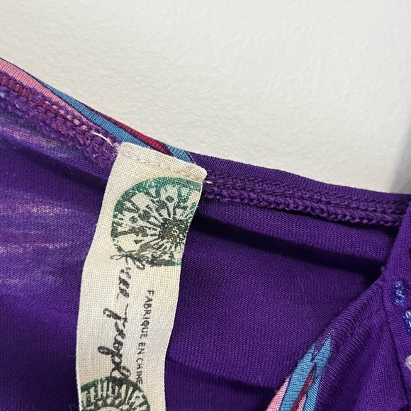 Free People Embellished/Beaded Asymmetrical Shoulder Wing detail Tunic Dress. - Picture 9 of 11